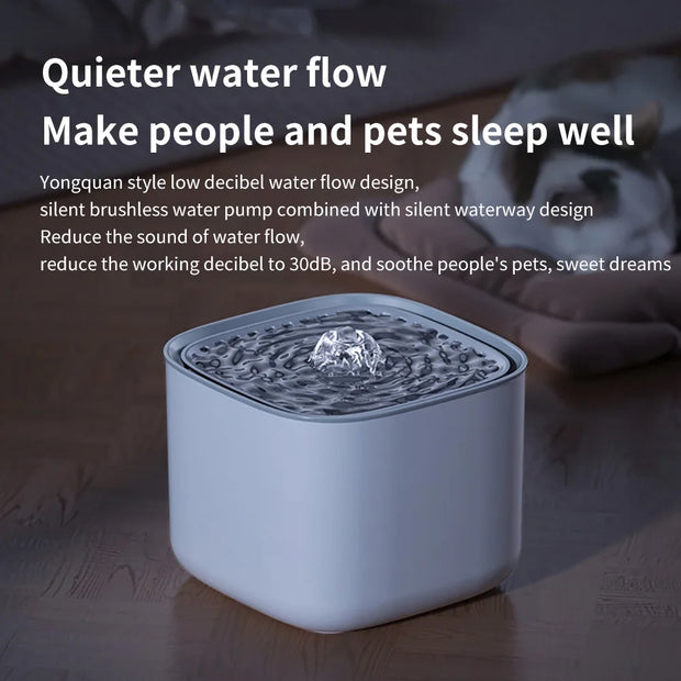 3L Auto Recirculate Filter USB Electric Mute Cats Water Dispenser